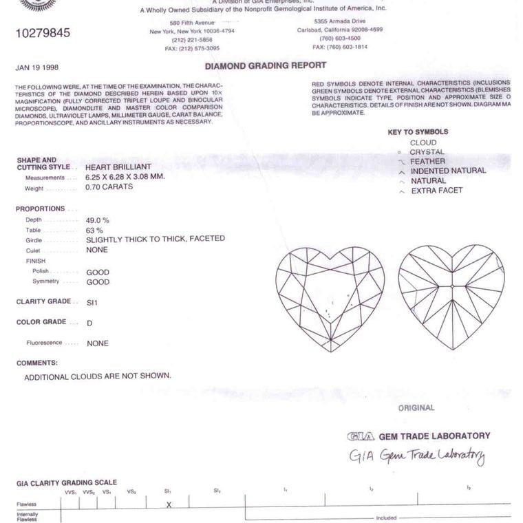 Heart, 0.7 Ct, D, SI1