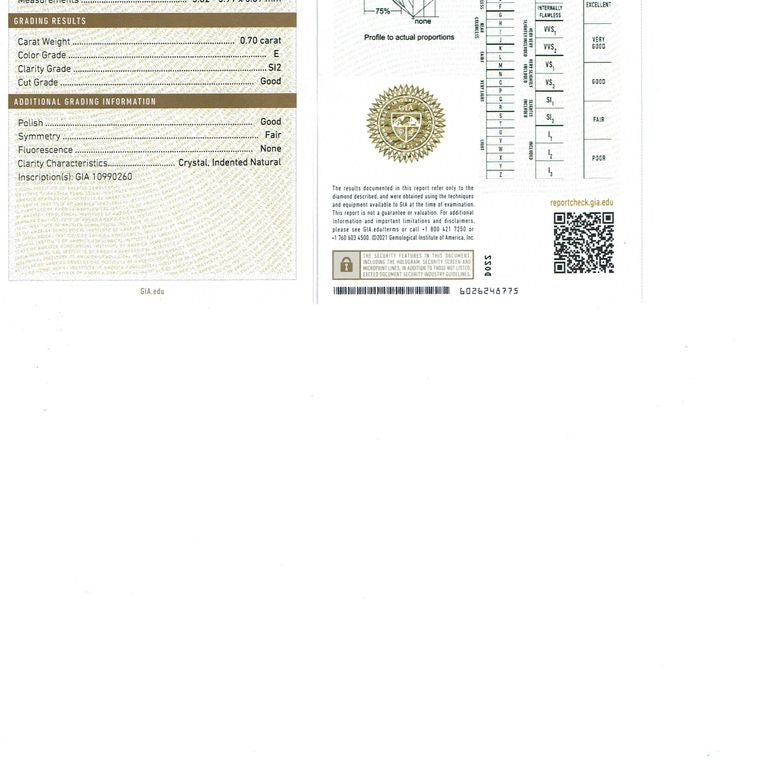 Round, 0.7 Ct, E, SI2, Good Cut Diamond