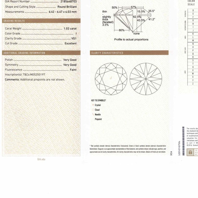 Round, 1.02 Ct, I, VS1, Excellent Cut Diamond