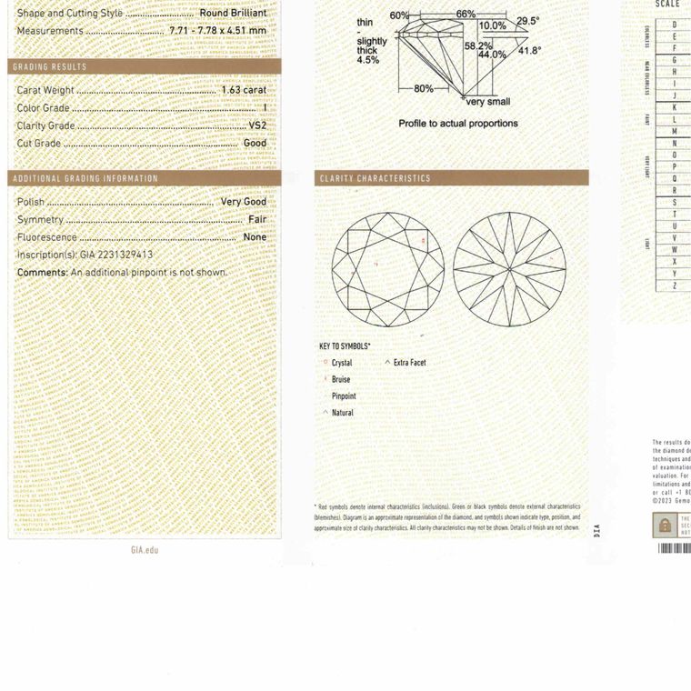 Round, 1.63 Ct, I, VS2, Good Cut Diamond